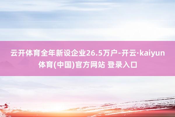 云开体育全年新设企业26.5万户-开云·kaiyun体育(中国)官方网站 登录入口